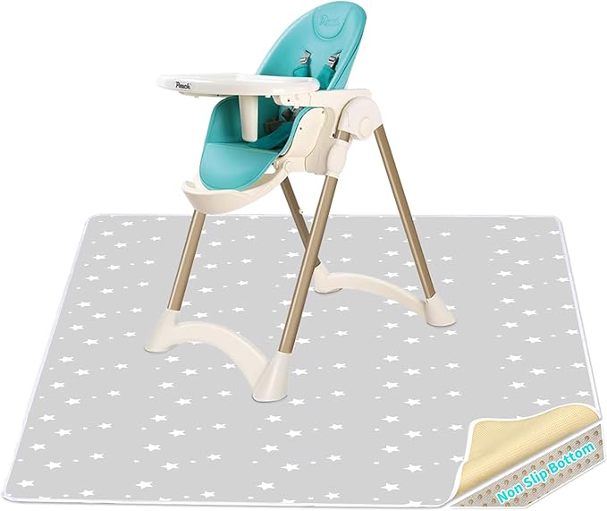High Chair Splash pad, 51" 51 Non-Slip Waterproof Multi-Purpose Splash pad, Washable Splash pad for high Chair Floor Protection Table Cloth Portable Early Education Picnic Play mat (Star)