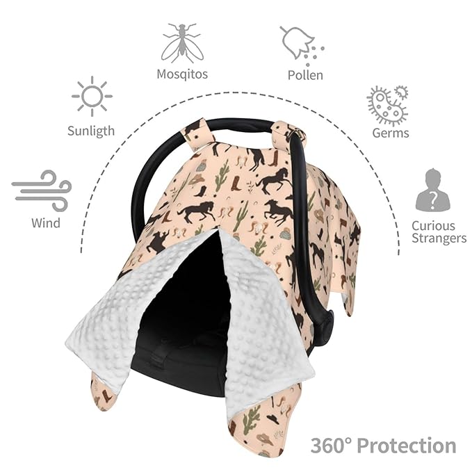 Western Baby Car Seat Canopy Cover, Nursing Cover for Newborn, Western Baby Stuff Stroller Cover for All Seasons