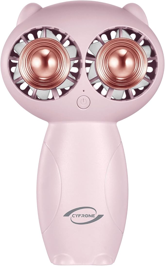 Portable Aroma Handheld Fan - Rechargeable 6000mAh Battery USB-C Owl Shaped with Clip Mini Personal Turbo Travel Essentials (Pink)