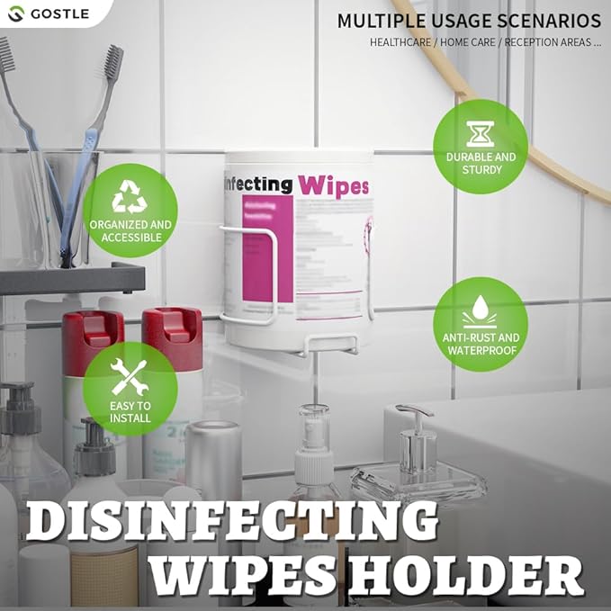 Versatile Wall-Mount Wipes Holder for Cleaning Wipes - Easy Installation, Ideal for Home, Office, and More - No Wipes Included