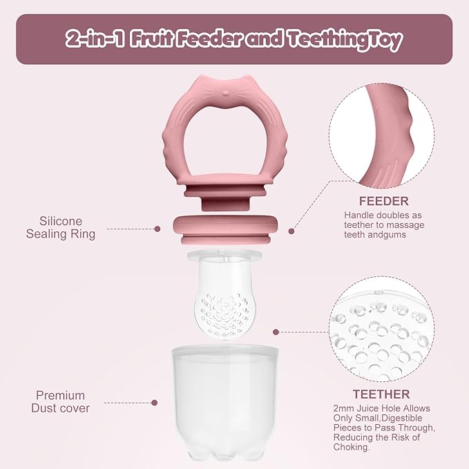 Baby Fruit Food Feeder Breastmilk Popsicle Molds, Silicone Food Freezer Tray for Cooling Teething Relief, Baby Food Feeder for Safe Infant Self Feeding, Includes 3 Extra Food Pacifier