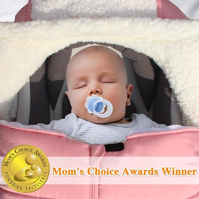 Mom's Choice Awards Winner-TSAYAWA Winter Baby Car Seat Cover -Keep Babies Warm Carseat Bunting Bag/Blanket for Newborn & Infant - Cold Weather Insulated Windproof Carrier Canopy for Travel (Pink)
