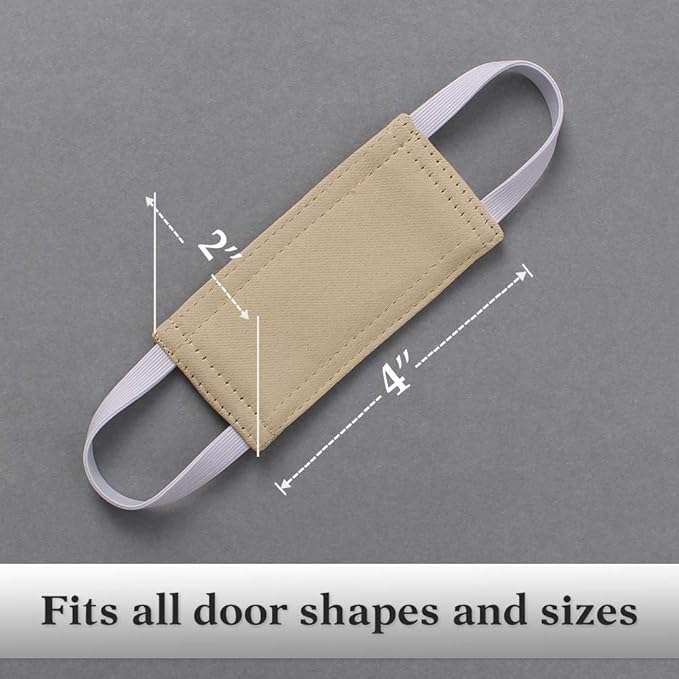 PONY DANCE Nursery Door Latch Cover Silencer - Door Closer Jammer Cushion for Baby Good Sleep Universal Knob Latch Silence Cover for Quiet, W 4 x L 2 inches, Pack-3, Biscotti Beige