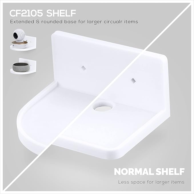 BRAINWAVZ 5” Small Floating Shelf, Adhesive & Screw in, for Bluetooth Speakers, Cameras, Plants, Books, Toys & More, Universal Shelves, Easy to Install Shelf CF2105 White
