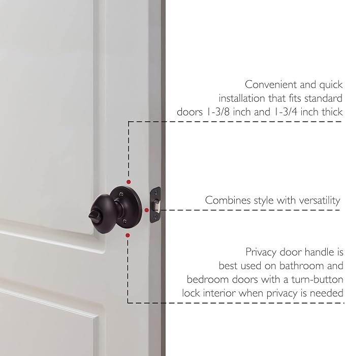 Design House 779181 Egg Privacy Bed and Bath Door Knob Matte Black
