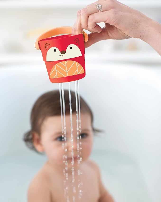 Skip Hop Baby Bath Toy Buckets, Zoo Stack & Pour Buckets, Pastel