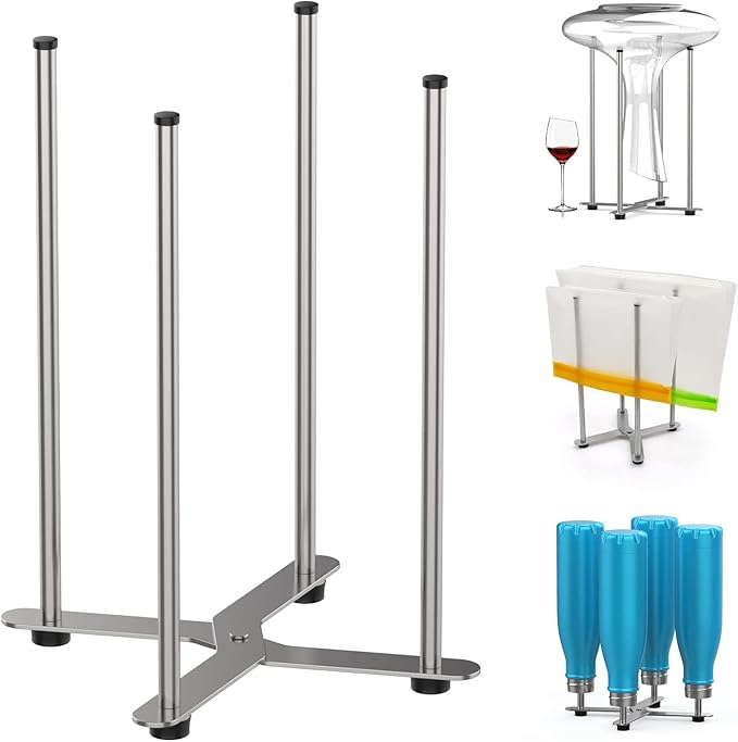 SHILFID Plastic Bag & Bottle Drying Rack, Multifunctional Wine Decanter Holder, Collapsible Countertop Stand