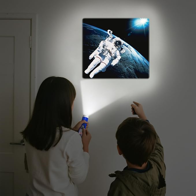Pup Go Outer Space Projector Flashlight for Kids Ages 3+, STEM Space Toys for Boys & Girls, Spaces Explore Night Light Projectort with 3 Discs 24 Images, Educational Toys Present for Toddler Children