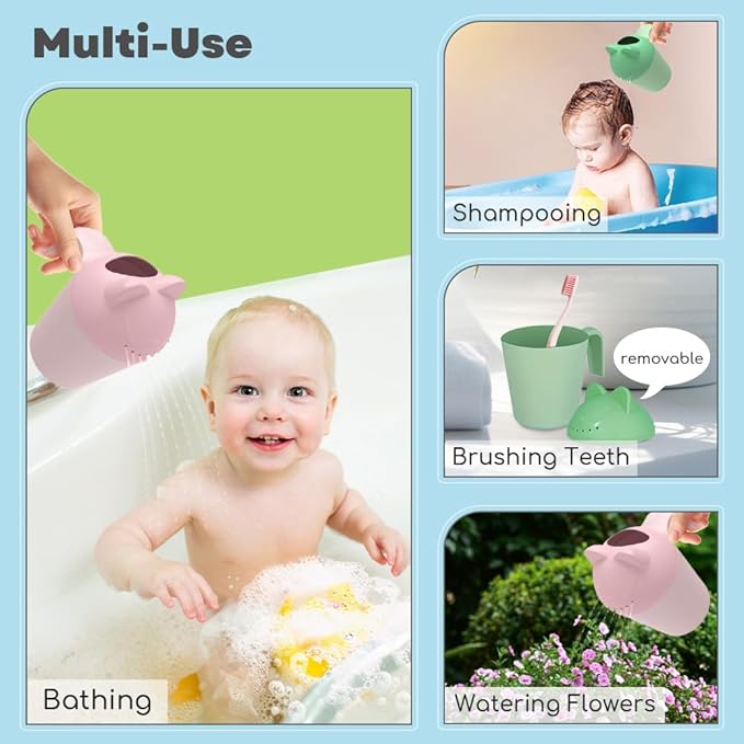 Baby Bath Rinse Cup, Cute Cartoon Cat Baby Bath Rinser Baby Rinser Pail Shampoo Rinser, Newborn Bath Shower Wash Hair Cup for Bath and Shower