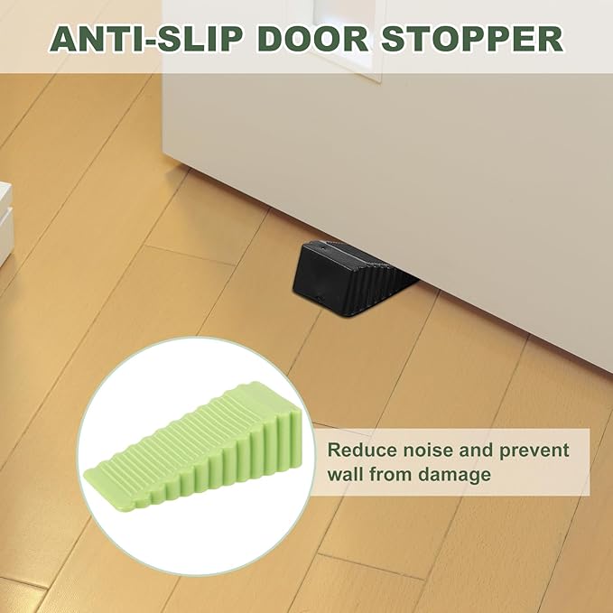 uxcell 4 Pcs Door Stoppers for Bottom of Door, 28mm/1.10 Inch Door Stops, Rubber Door Stopper Wedge Anti Slip, Window Stopper Door Stackable, Green