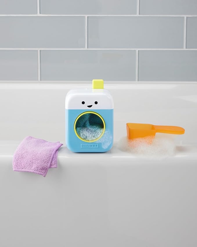 Skip Hop Baby Bath Toy Fresh & Clean Spin Cycle 4-Piece Laundry Pretend Play Set and Bathtub Sensory Development Toy Age 12m+