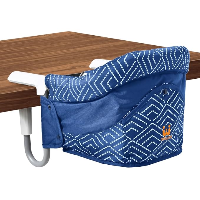 MTWML Portable High Chair for Table,Hook On High Chair that Attaches to Table,Space Saver Clip On Counter Seat for Baby,Easy Clean Baby Feeding Clamp Seat with Carry Bag for Travel(Stripe-Blue)