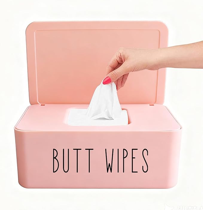 Moorfowl Butt Wipes Dispenser 7.28" L * 4.80" W * 2.75" H, Bathroom Flushable Baby Wipes Container Holder Nursery