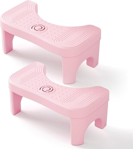 2 Pack Squatting Potty for Adults, Pink Toilet Stool Squat Adult, Poop Stool for Bathroom, Foot Stools for Toilet Pooping, Anti-Slip Design, Easy to Wash