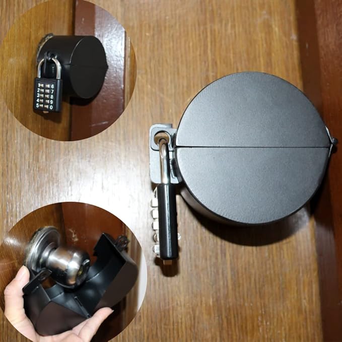 Door Knob Lock Combination Out Device Cover to The Doorknob/Faucet/Water Valve Hose Lock, Temporary Door Handle Combination Lock, Prevents Turning of Door Knob and Access to Keyhole