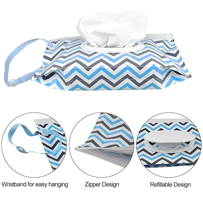 3 Pack Baby Wipes Dispenser Portable Wet Wipe Dispenser Bag Reusable Travel Baby Wipes Container Refillable Wet Wipe Carrying Case Holder for Diaper Bag Lightweight Travel Wipes Dispenser Cases
