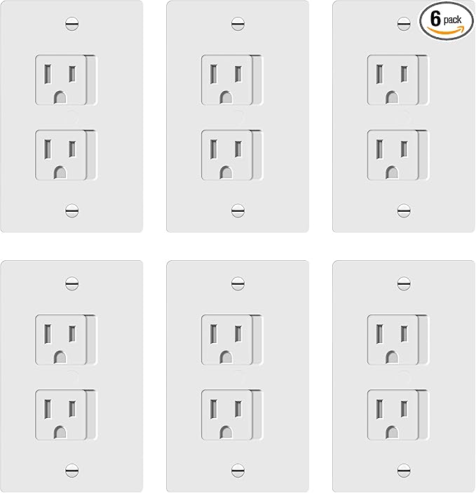 ENERLITES Child Proof Outlet Cover, Self-Closing, Fits Both Duplex and Decorator Outlet, Safety Design, Tamper-Resistant Socket Plug for Receptacle, Size 4.75" x 3.9", 8800-TR, White 6 Pack