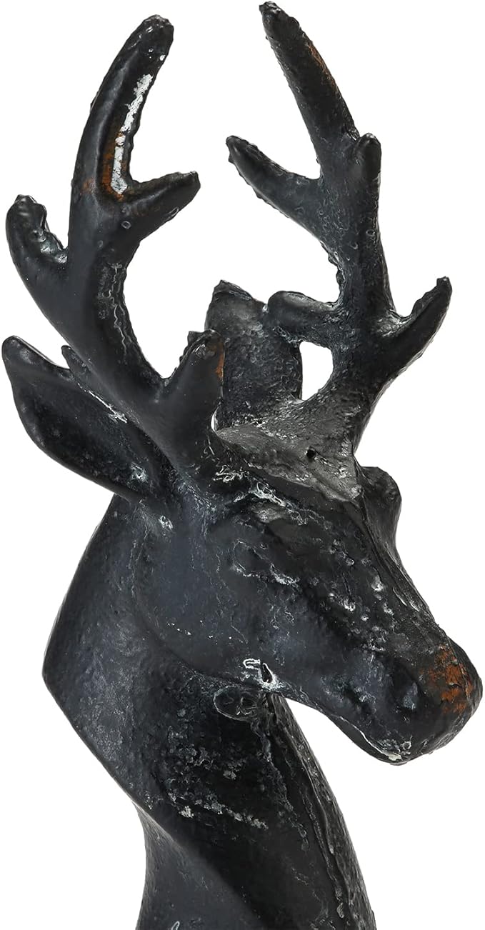 Cast Iron Stag Head Wedge Floor Door Stop, Black Finish, 2.3 lbs……