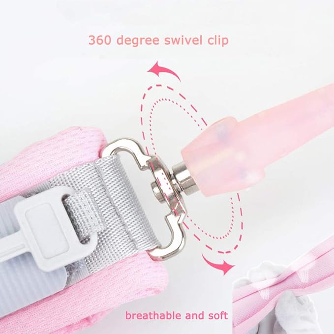 Socub Anti Lost Wrist Link with Key Lock for Kids, 6.56ft, 2 Pack, Pink and Blue