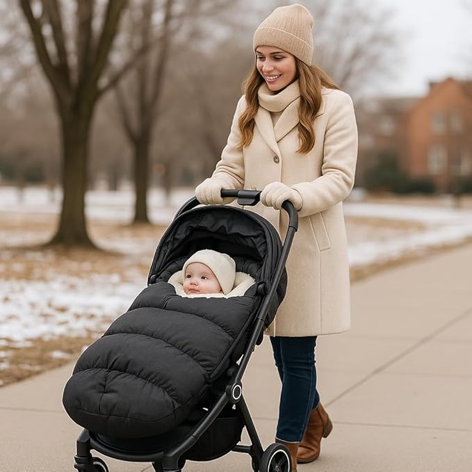 KERHAND Waterproof &Thicken Universal Stroller Cover Winter,Stroller Footmuff Bunting Bag for Warm Strollers Muff,Stroller Accessories for Baby Sleeping Bag Winter Stroller Blanket