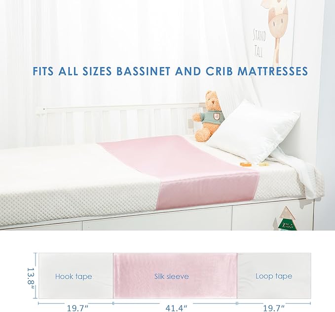 PROMEED 2 Pack 100% Mulberry Silk Crib Sleeve for Baby Hair Loss Prevention, Premium 23 Momme Natural Silk Bassinet Slip for Bassinets/Cradles/Cots/Cribs (Pink)