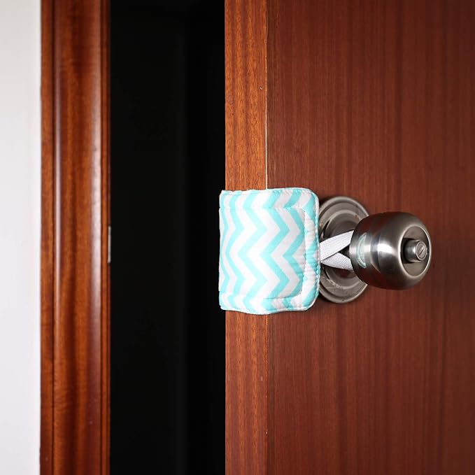 Door Silencer & Jammer - 3 Pack Noise Reducing Door Cushions - 3.25 x 5.5 Inch (Light Green Chevron)
