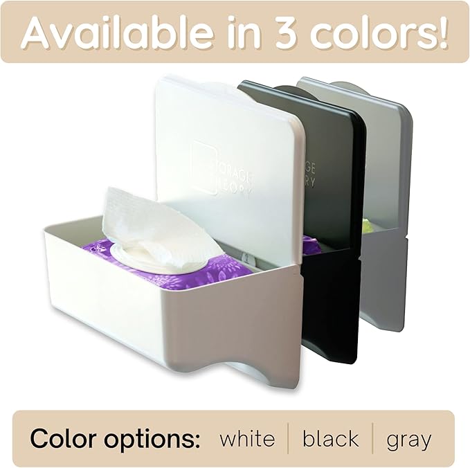 Storage Theory Bathroom Wipes Holder Dispenser with Shelf – Restroom Organizer & Wipe Holder for Bathroom – Tool Free Wall Mounted Baby Wipe Holder White, 1 Pack