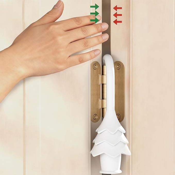 YOFENZO Christmas Tree Hanging Silicone Door Pinch Guard and Anti Door Slam Stopper,Child Safety Finger Pinch Guard,Baby Proofing Doors to Keep Door Open Stop Door from Slamming(2 PCS White)