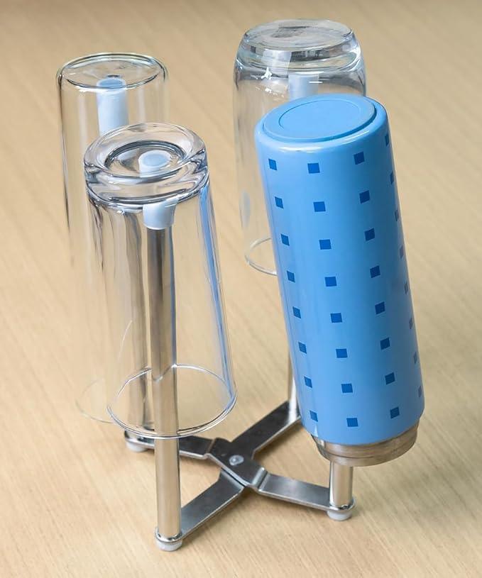 Mukkuri Drying Rack, Stainless Steel Kitchen Stand Holder for Bottles, Cups and Plastic Bags, Multifunctional Countertop Shelf