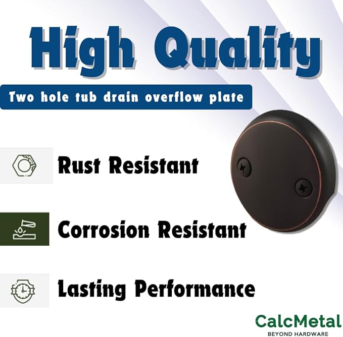 Dual Hole Bathtub Drain Overflow Plate with Two Matching Screws, Easy to Install, Venetian Bronze