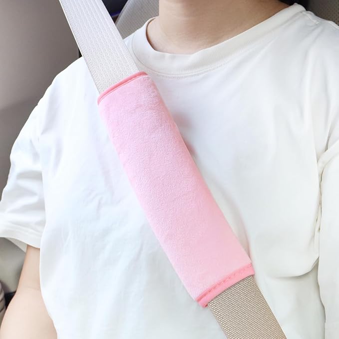 yuntop 2 PCS Car Seat Belt Pads Cover Soft Seat Belt Shoulder Pad Safety Belt Strap Shoulder Pad Comfortable Driving Compatible with Most Cars Helps Protect You Neck and Shoulder (Pink)