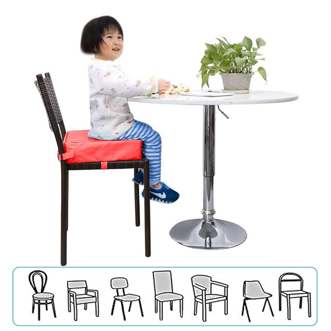 Dining Chair Heightening Cushion Portable Dismountable Adjustable Highchair Booster for Baby Toddler Kids Infant Washable Thick Chair Seat Pad Mat (red+Pink)
