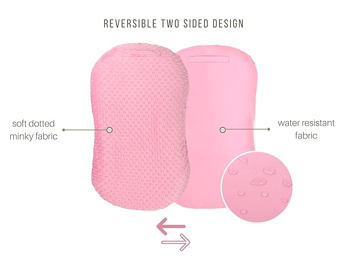 Mila Millie Water Resistant Removable Cover for Newborn Lounger | Minky Sensory Touch Slipcover for Baby Floor Seat | Premium Quality Soft Wipeable Fabric | Hypoallergenic (Blush)