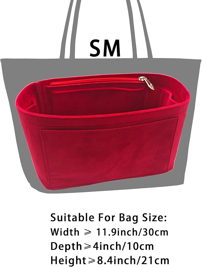 Purse Organizer Insert, Suede Bag Organizer Handbag Tote Shaper, Suede Material, Soft and Non Damaging Bag (Black, Slender Medium)