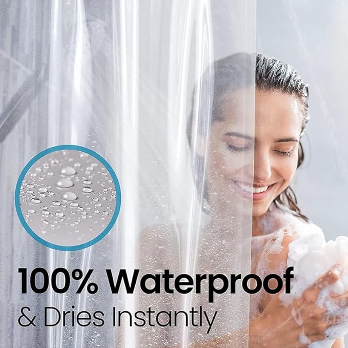 LiBa Bathroom Shower Curtain - Waterproof Plastic Shower Curtain Premium PEVA Non-Toxic with Rust Proof Grommets Clear 8G Heavy Duty Bathroom Accessories 36x72