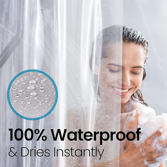 LiBa Bathroom Shower Curtain - Waterproof Plastic Shower Curtain Premium PEVA Non-Toxic with Rust Proof Grommets Clear 10G Heavy Duty Bathroom Accessories 72x84