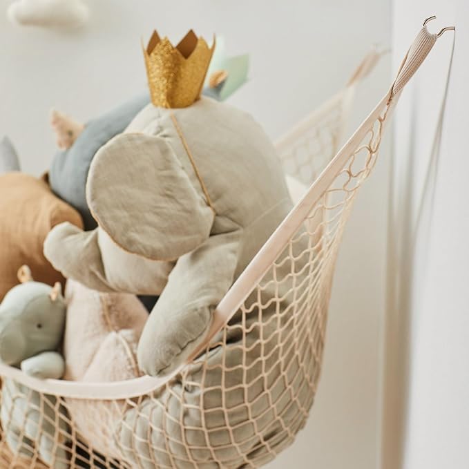3 Sprouts Large Stuffed Animal Hammock - Corner Wall Toy Net Organizer for Plushie Animals, Teddy Bear Hanging Storage Solution, Stuff Toy Hammock Holder - Includes Anchors & Hooks