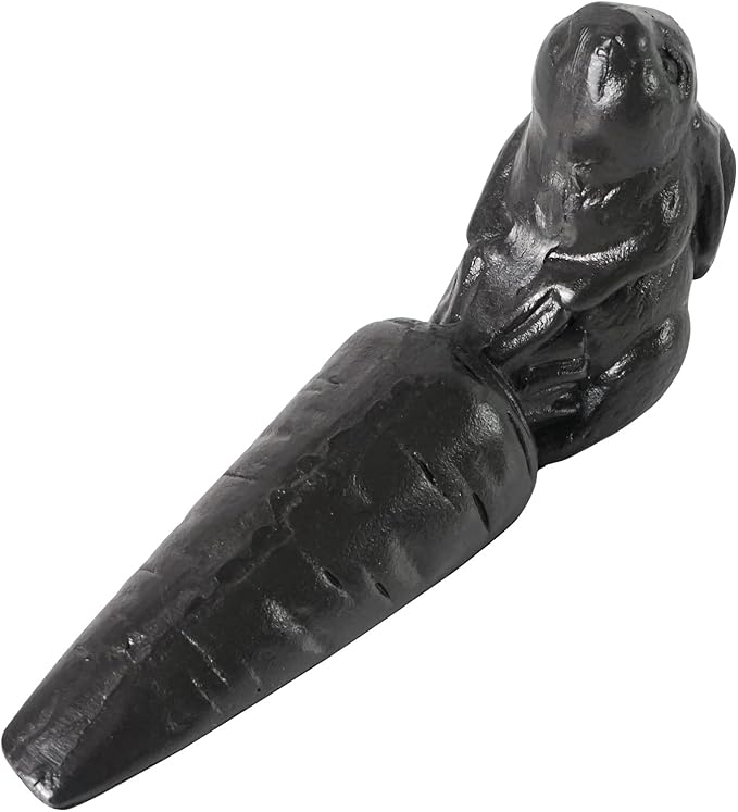 DreamsEden Cast Iron Rabbit Door Stopper, Heavy Duty Bunny Pulling Carrot Door Stops Metal Vintage Cute Decorative Animal Door Wedge