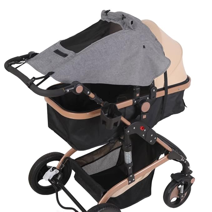 Baby Stroller Universal UPF 50+ Sun Protector Shade Blackout Cover Pushchair Shield Canopy Pram Rain Sunshade With See Through Extender Accessory Easy Installation