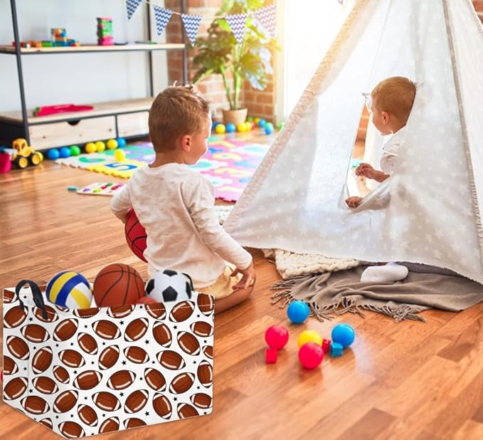 TIBAOLOVER Rectangular Football Basket Kids Baby Storage Basket Cute Kids Toy Storage Bin Organizer Shelf Book Sports Footballl Room Decor(Football)