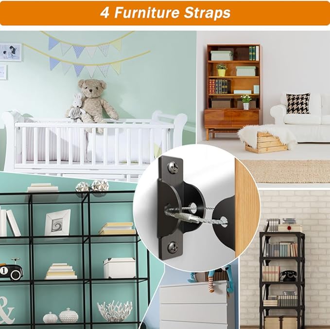 Baitiny Baby Proof Kit, 112 Packs Baby Proofing Essentials Set - Magnetic Cabinet Locks, Corner Guards, Outlet Plug, Furniture Straps, Door Lever Lock - Child Safety Kit for Cabinets, Stove, Furniture