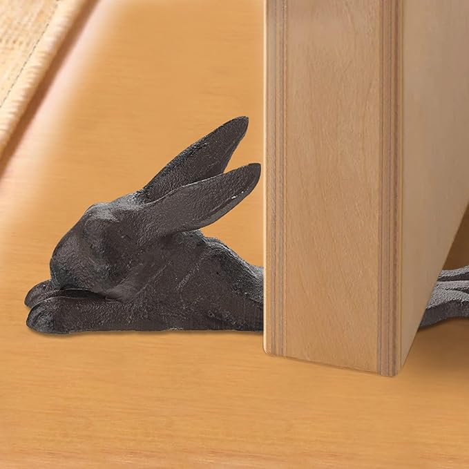 Sumnacon Cast Iron Cute Rabbit Door Stop - Heavy Duty Floor Door Stopper Avoid Drilling Hole, Vintage Iron Doorstop Wedge for Patio Yard Garden Farmhouse Home Office Commercial Industrial