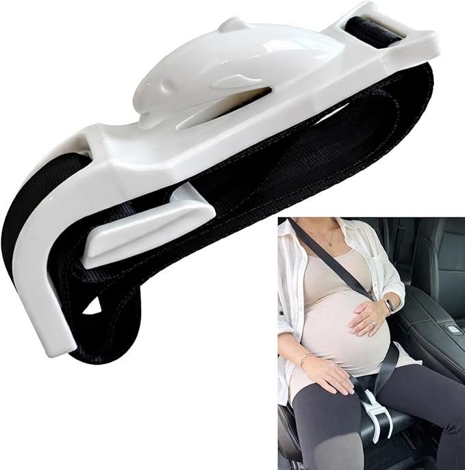 Pregnancy Seat Belt Cover, Universal Shoulder Strap Pad for Improved Comfort, Car Interior Accessory (White)