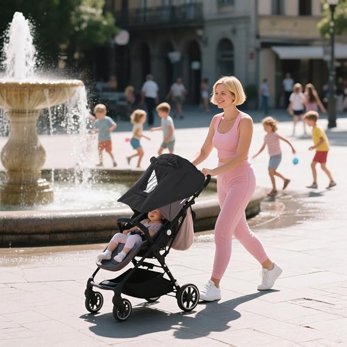Baby Stroller Universal UPF 50+ Sun Protector Shade Blackout Cover Pushchair Shield Canopy Pram Rain Sunshade With See Through Extender Accessory Easy Installation