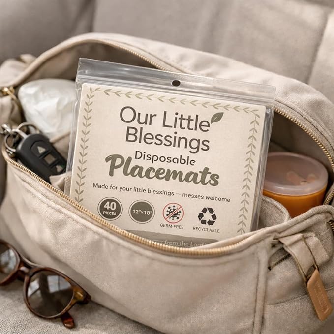 Disposable Baby Placemats (40 Pack) Stick-On Toddler Placemats for Restaurants and Travel Eye Spy Activity Fine Motor Skills Mess-Free Table Mats for Babies and Kids