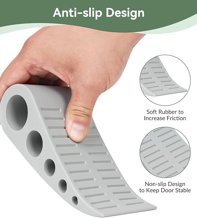 1.9 Inches Heavy Duty Door Stopper, Rubber Door Stop, Door Stoppers for Bottom of Door, Large Door Stopper Wedge for Home Office School (Grey)