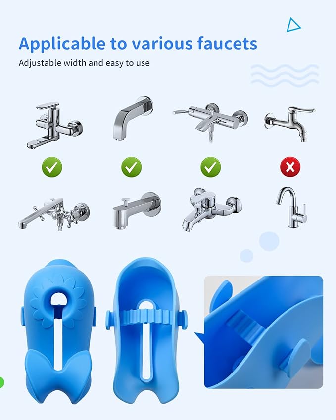 Mandoo Faucet Cover Bathtub Baby, Bath Spout Cover for Baby, Bath Faucet Cover for Kids, Tub Spout Cover Bathtub Faucet Cover Kids Safety, Protection Baby Universal Bath Silicone Toys Whale Blue