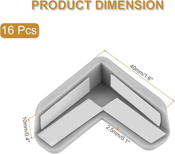 uxcell Corner Protectors, 16 Pcs Table Corner Protectors, Furniture Corner Guard and Edges Safety Bumpers for Table Edges and Sharp Corners (L-Shaped, Grey)