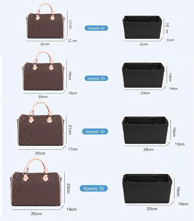 Lckaey Purse Inserts for Speedy 30 Organizer Insert, for monogram bag, HandBag protective insert Tote Bag and hand bag protector, organizer insert 1083black-L
