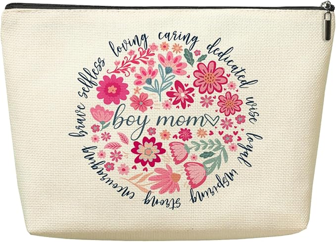 Boy Mom Gifts Makeup Bag，New Mom Gifts, Gift for After Birth Women Pregnancy Boy Mama First Time Expecting Moms Christmas Birthday Mothers Day Cosmetic Bags,Zipper Pouch Travel Toiletry Bag Organizer